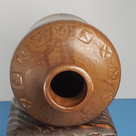 Brown Glazed Stoneware Bottle Jar Vase with pattern Made in Japan (Saki) - Picture 5 of 12
